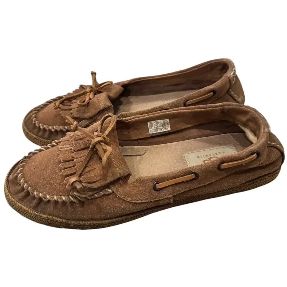 UGG Australia 1006084K Girls Kids Annika Moccasins Suede Slipper Loafers Tan 3